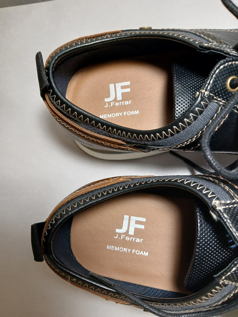 JF Memory Foam Men’s Black & Brown Lace-Up Oxford Shoes 9.5M